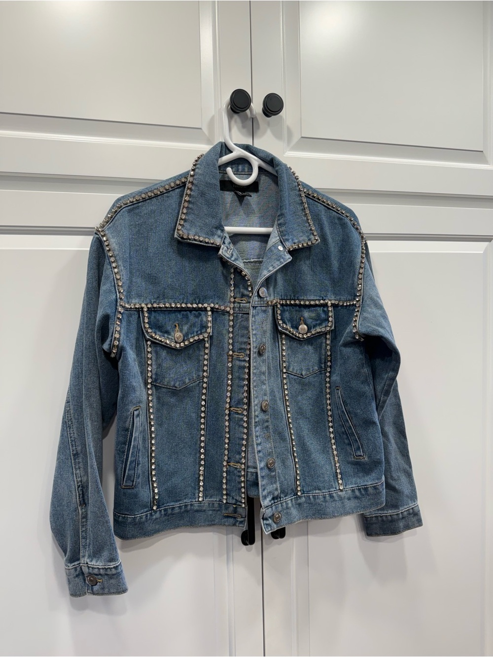 Forever 21 Blue Denim Jacket with Silver Stud Trim